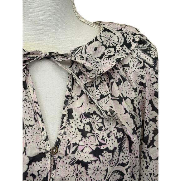 Anthropologie blue/white peasant top, romantic, cottagecore, floral, soft girl - Picture 4 of 6